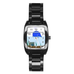 Wal-fish-small-world-lake-sea Stainless Steel Barrel Watch by 99art