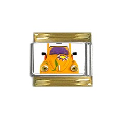 Car-transportation-cartoon-comic Gold Trim Italian Charm (9mm) by 99art