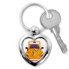 Car-transportation-cartoon-comic Key Chain (heart) by 99art