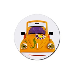 Car-transportation-cartoon-comic Rubber Coaster (round) by 99art