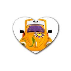 Car-transportation-cartoon-comic Rubber Heart Coaster (4 Pack) by 99art