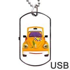 Car-transportation-cartoon-comic Dog Tag Usb Flash (one Side) by 99art