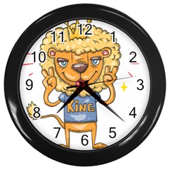 Animation-lion-animals-king-cool Wall Clock (black) by 99art