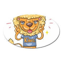 Animation-lion-animals-king-cool Oval Magnet