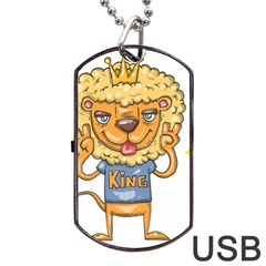 Animation-lion-animals-king-cool Dog Tag Usb Flash (one Side) by 99art