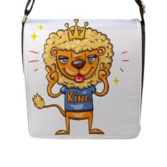 Animation-lion-animals-king-cool Flap Closure Messenger Bag (l) by 99art