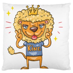 Animation-lion-animals-king-cool Large Premium Plush Fleece Cushion Case (two Sides) by 99art