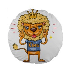 Animation-lion-animals-king-cool Standard 15  Premium Flano Round Cushions by 99art