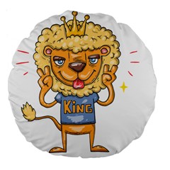 Animation-lion-animals-king-cool Large 18  Premium Flano Round Cushions by 99art