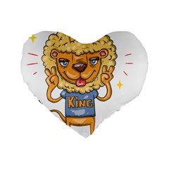 Animation-lion-animals-king-cool Standard 16  Premium Flano Heart Shape Cushions by 99art