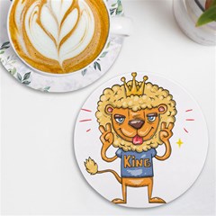 Animation-lion-animals-king-cool Uv Print Round Tile Coaster by 99art