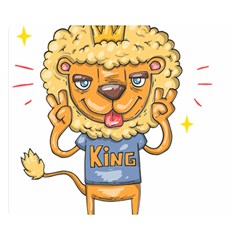 Animation-lion-animals-king-cool Premium Plush Fleece Blanket (small) by 99art