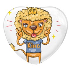 Animation-lion-animals-king-cool Heart Glass Fridge Magnet (4 Pack) by 99art