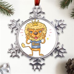 Animation-lion-animals-king-cool Metal Large Snowflake Ornament by 99art