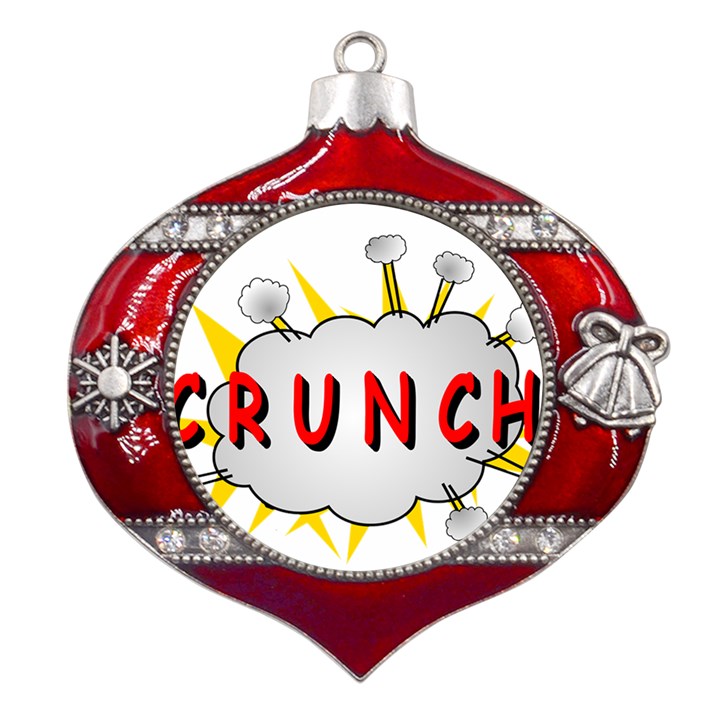 Comic-noise-paleness-explosion Metal Snowflake And Bell Red Ornament