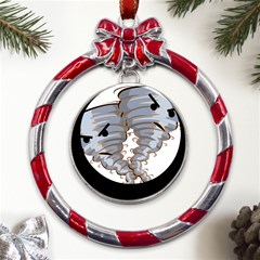 Tornado-twister-angry-comic Metal Red Ribbon Round Ornament