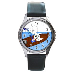 Spirit-boat-funny-comic-graphic Round Metal Watch by 99art