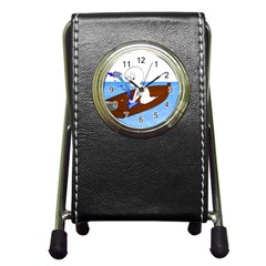 Spirit-boat-funny-comic-graphic Pen Holder Desk Clock by 99art