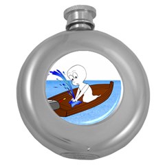 Spirit-boat-funny-comic-graphic Round Hip Flask (5 Oz) by 99art