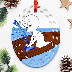 Spirit-boat-funny-comic-graphic Ornament (oval Filigree) by 99art