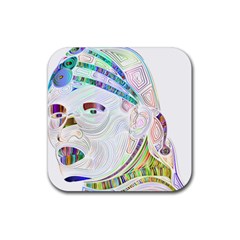 Maasai-man-people-abstract Rubber Coaster (square) by 99art