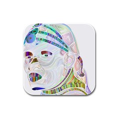 Maasai-man-people-abstract Rubber Square Coaster (4 Pack) by 99art