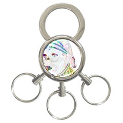 Maasai-man-people-abstract 3-ring Key Chain by 99art