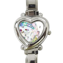 Maasai-man-people-abstract Heart Italian Charm Watch by 99art