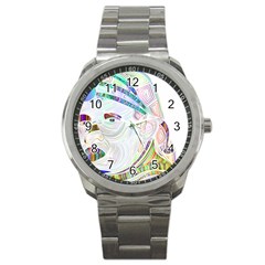 Maasai-man-people-abstract Sport Metal Watch by 99art