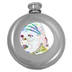 Maasai-man-people-abstract Round Hip Flask (5 Oz) by 99art