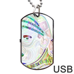 Maasai-man-people-abstract Dog Tag Usb Flash (one Side) by 99art