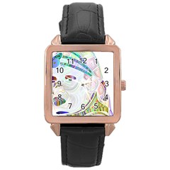 Maasai-man-people-abstract Rose Gold Leather Watch  by 99art