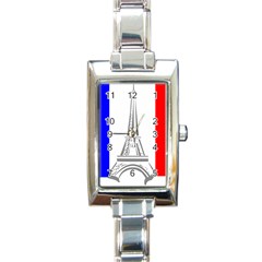 Eiffel-tower-france-flag-tower- Rectangle Italian Charm Watch by 99art