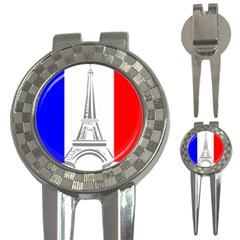 Eiffel-tower-france-flag-tower- 3-in-1 Golf Divots by 99art