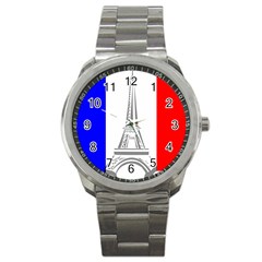 Eiffel-tower-france-flag-tower- Sport Metal Watch by 99art