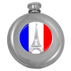 Eiffel-tower-france-flag-tower- Round Hip Flask (5 Oz) by 99art