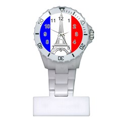 Eiffel-tower-france-flag-tower- Plastic Nurses Watch by 99art