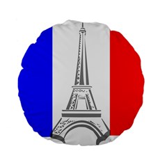 Eiffel-tower-france-flag-tower- Standard 15  Premium Flano Round Cushions by 99art