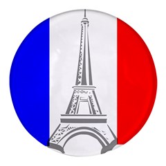 Eiffel-tower-france-flag-tower- Round Glass Fridge Magnet (4 Pack) by 99art