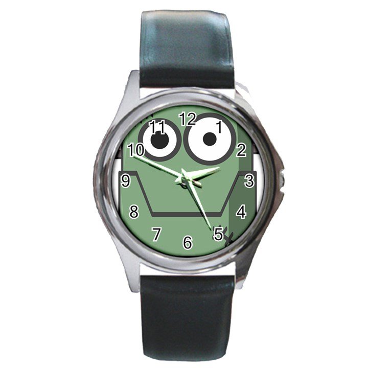 Cartoon-cute-frankenstein-halloween Round Metal Watch