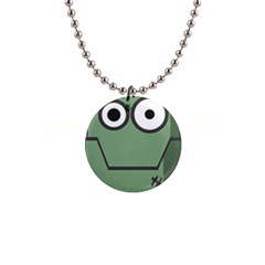 Cartoon-cute-frankenstein-halloween 1  Button Necklace by 99art