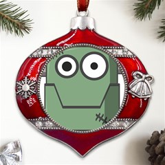 Cartoon-cute-frankenstein-halloween Metal Snowflake And Bell Red Ornament