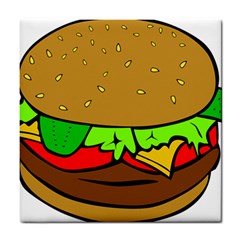 Hamburger-cheeseburger-fast-food Tile Coaster by 99art