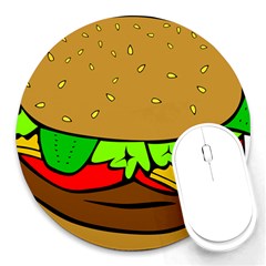 Hamburger-cheeseburger-fast-food Round Mousepad by 99art