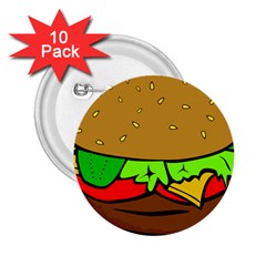 Hamburger-cheeseburger-fast-food 2 25  Buttons (10 Pack)  by 99art