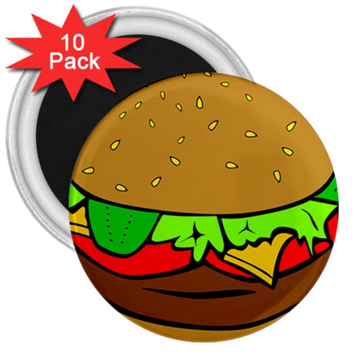 Hamburger-cheeseburger-fast-food 3  Magnets (10 pack) 