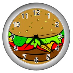 Hamburger-cheeseburger-fast-food Wall Clock (silver) by 99art