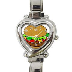 Hamburger-cheeseburger-fast-food Heart Italian Charm Watch by 99art