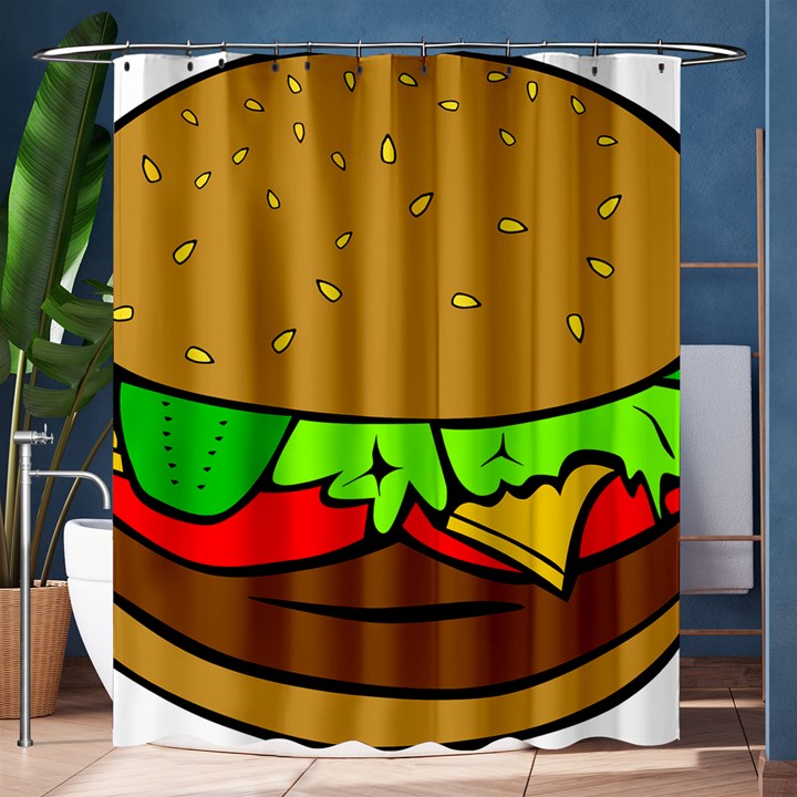 Hamburger-cheeseburger-fast-food Shower Curtain 60  x 72  (Medium) 