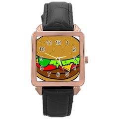 Hamburger-cheeseburger-fast-food Rose Gold Leather Watch  by 99art